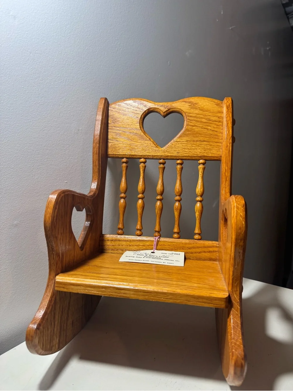 Handcrafted Oak Heart Rocking Chair Accent - Oak Finish